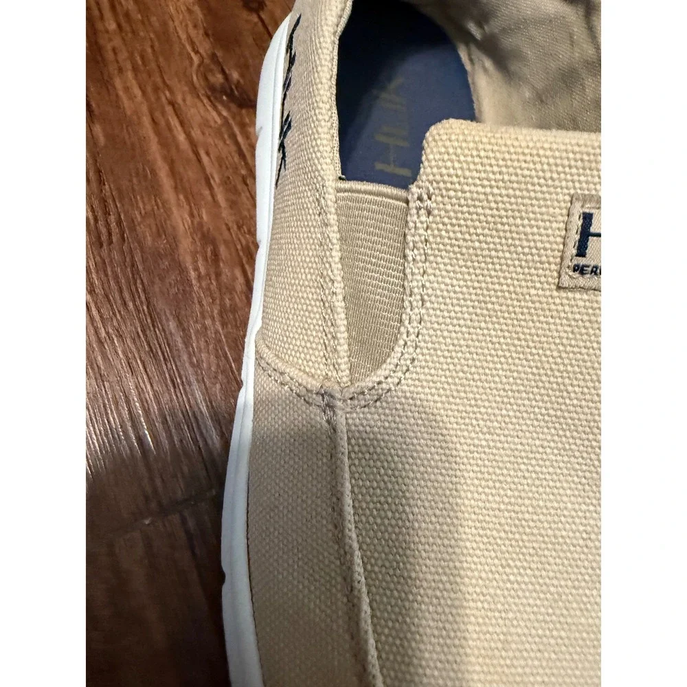 Huk Brewster Mens Beige Canvas Slip On Fishing Deck Shoes H8012000250 Size 10
